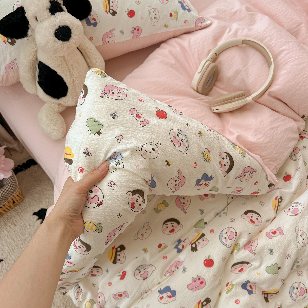 91家纺网 家纺一手货源 找家纺 水木坊 2025新款A云感双层纱四件套-浪漫 浪漫-蜡笔没有新