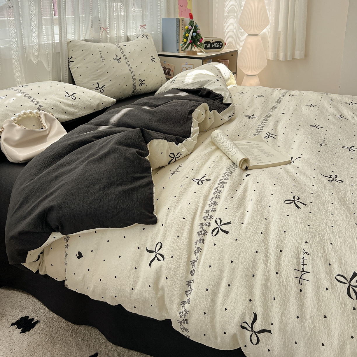 91家纺网 家纺一手货源 找家纺 水木坊 2025新款A云感双层纱四件套-浪漫 浪漫-美梦结