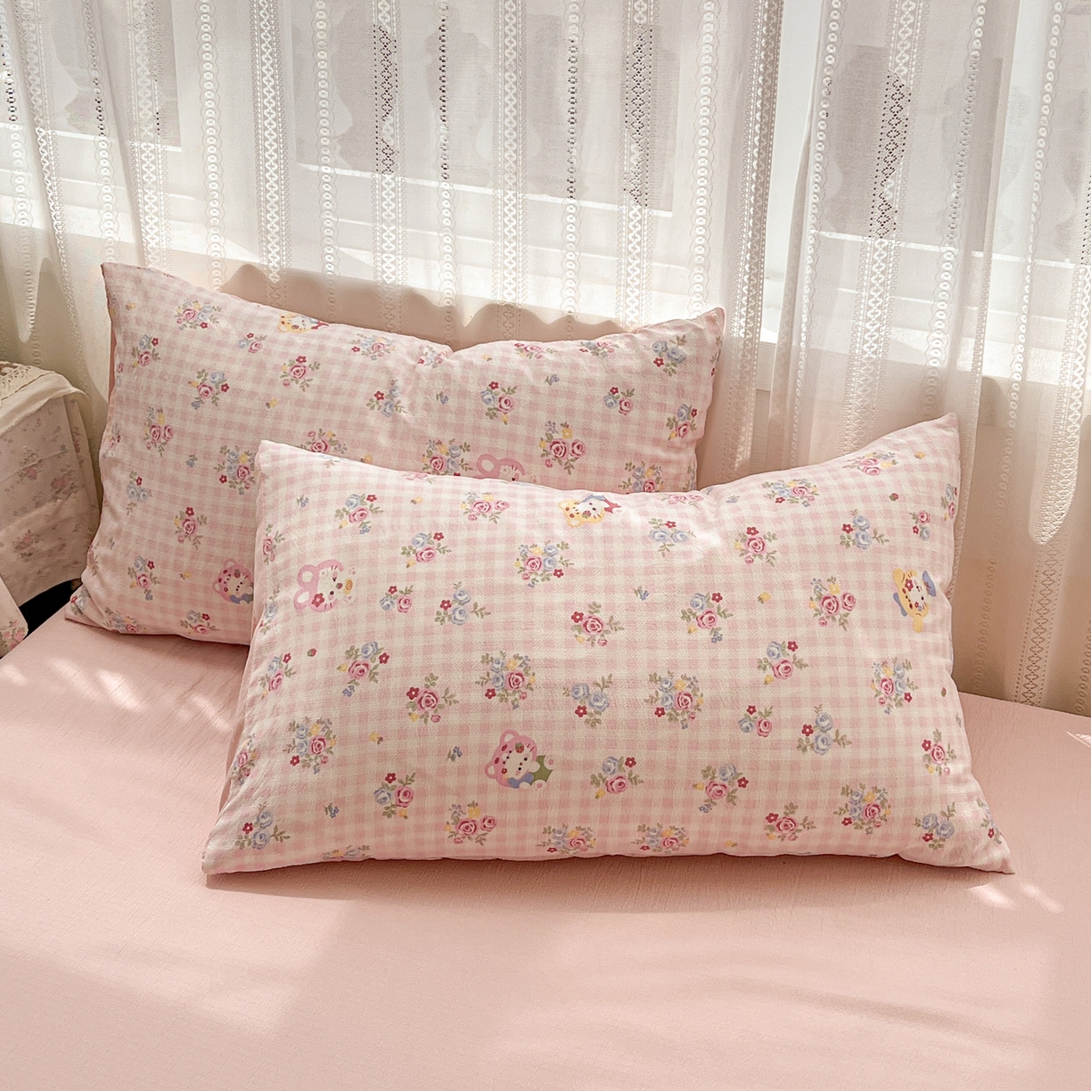 91家纺网 家纺一手货源 找家纺 水木坊 2025新款A云感双层纱四件套-浪漫 浪漫-萌主后花园