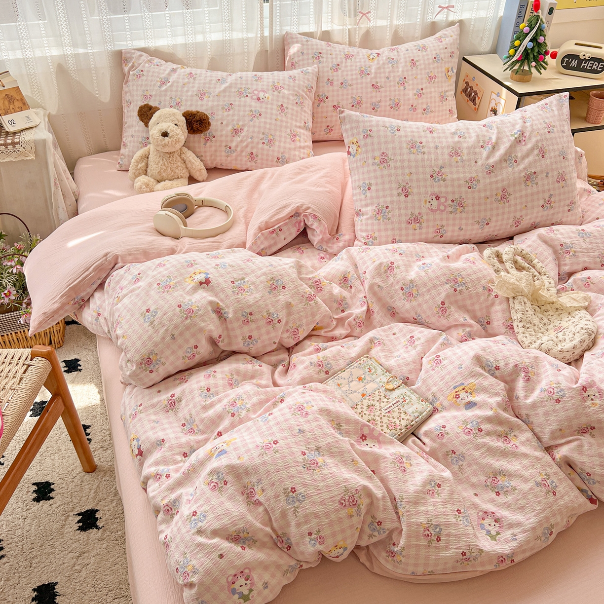 91家纺网 家纺一手货源 找家纺 水木坊 2025新款A云感双层纱四件套-浪漫 浪漫-萌主后花园