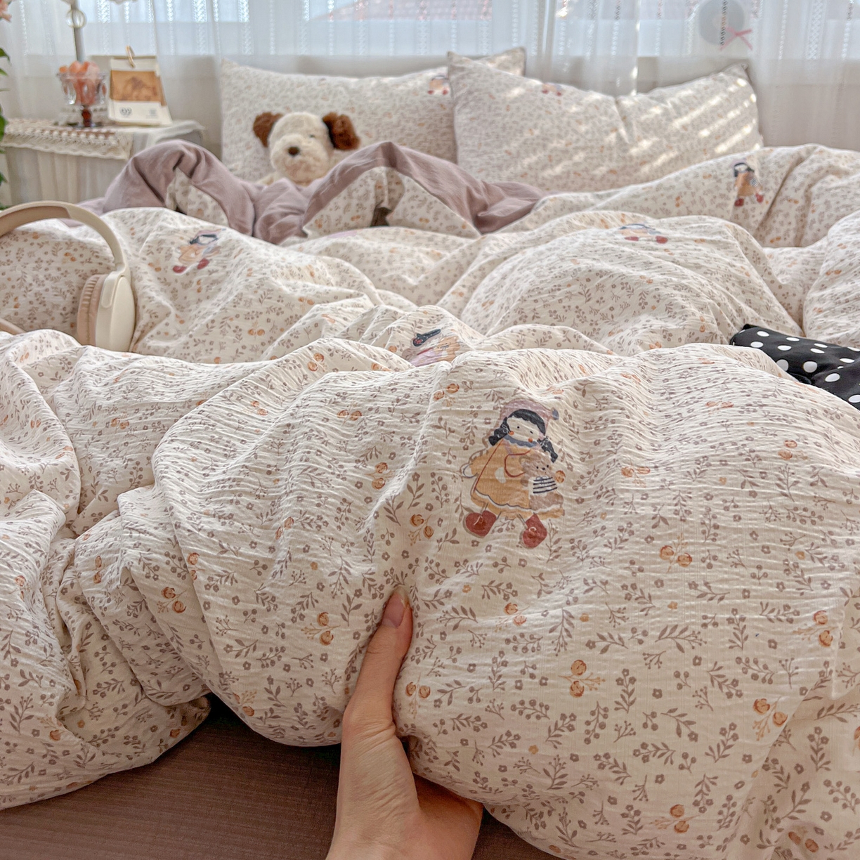 91家纺网 家纺一手货源 找家纺 水木坊 2025新款A云感双层纱四件套-浪漫 浪漫-娜美