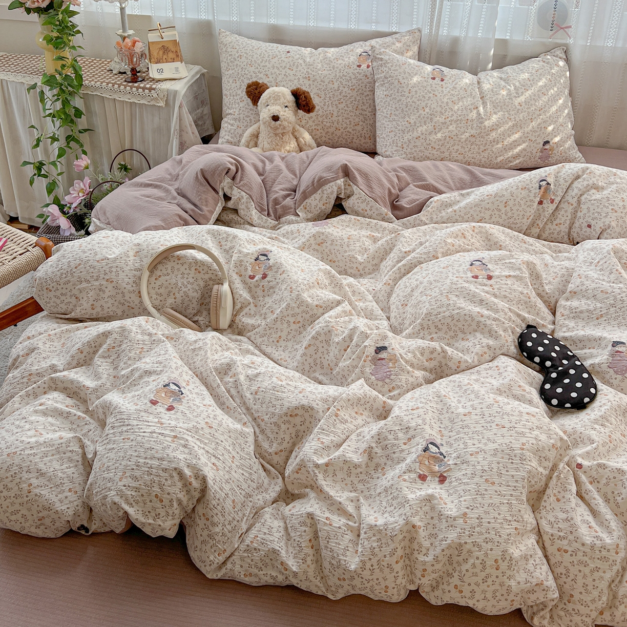 91家纺网 家纺一手货源 找家纺 水木坊 2025新款A云感双层纱四件套-浪漫 浪漫-娜美