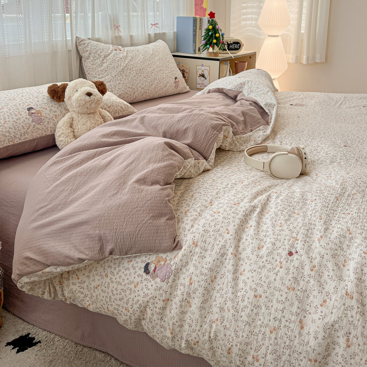 91家纺网 家纺一手货源 找家纺 水木坊 2025新款A云感双层纱四件套-浪漫 浪漫-娜美