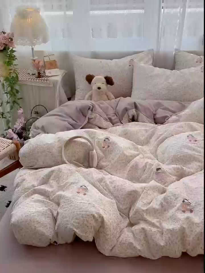 91家纺网 家纺一手货源 找家纺 水木坊 2025新款A云感双层纱四件套-浪漫 浪漫-娜美