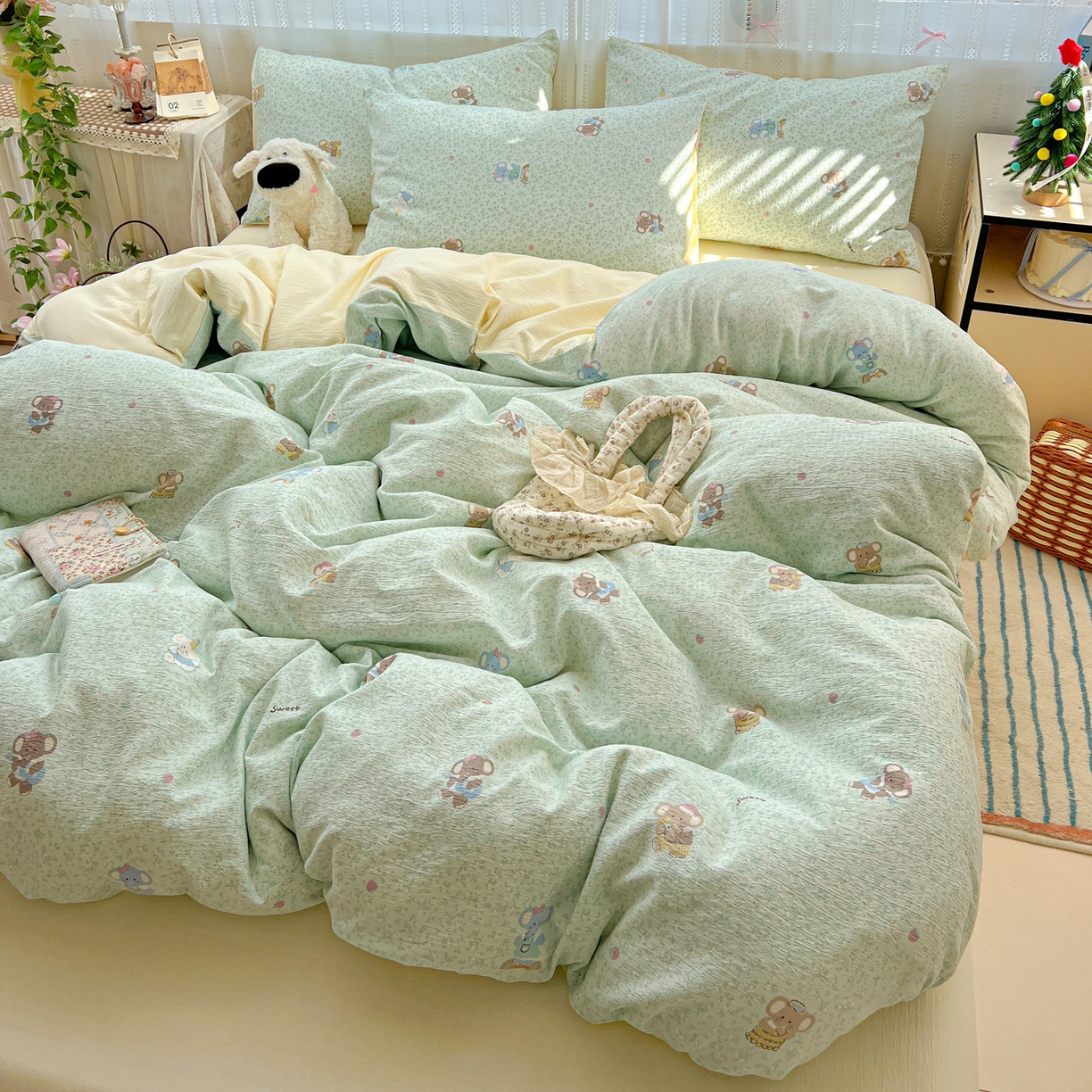 91家纺网 家纺一手货源 找家纺 水木坊 2025新款A云感双层纱四件套-浪漫 浪漫-少女象