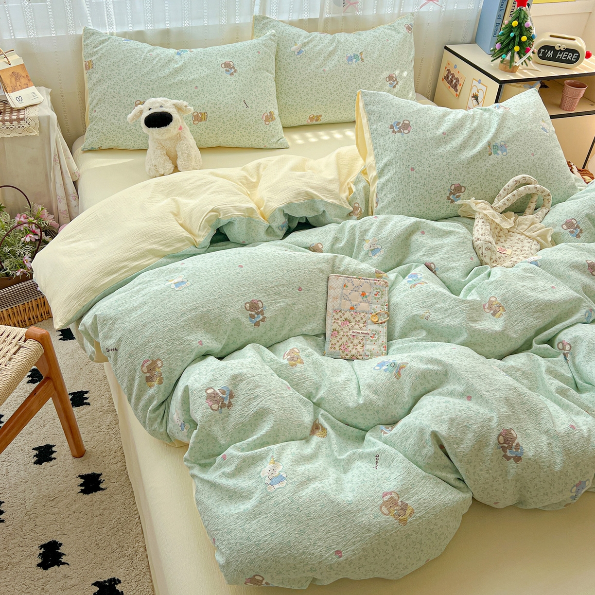 91家纺网 家纺一手货源 找家纺 水木坊 2025新款A云感双层纱四件套-浪漫 浪漫-少女象