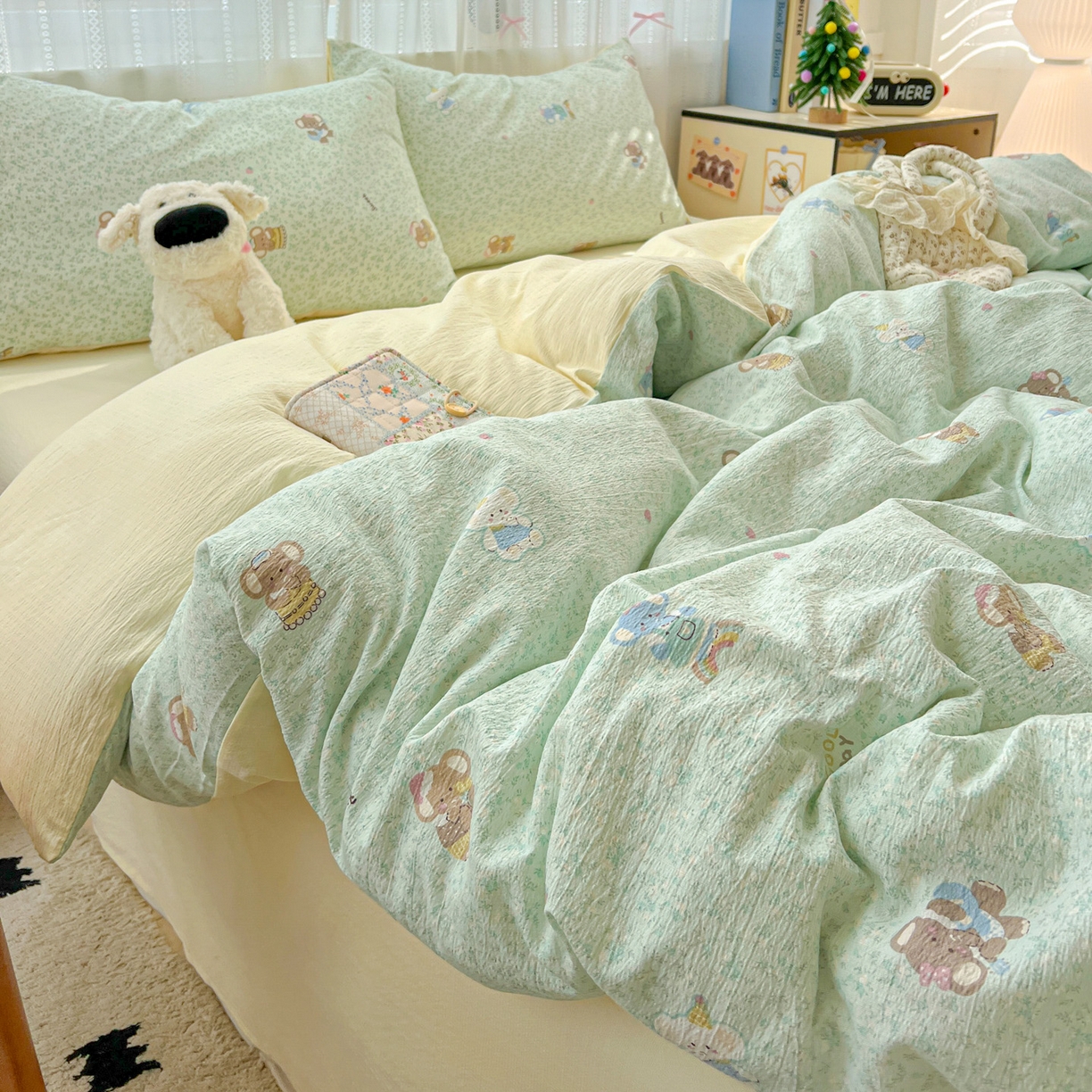 91家纺网 家纺一手货源 找家纺 水木坊 2025新款A云感双层纱四件套-浪漫 浪漫-少女象