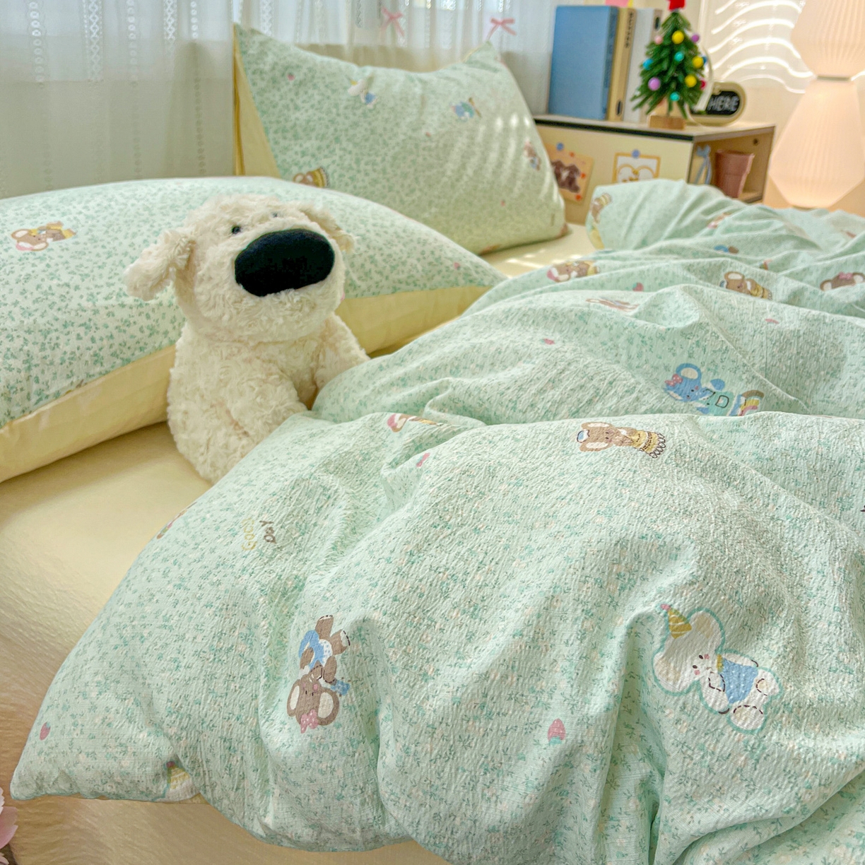 91家纺网 家纺一手货源 找家纺 水木坊 2025新款A云感双层纱四件套-浪漫 浪漫-少女象