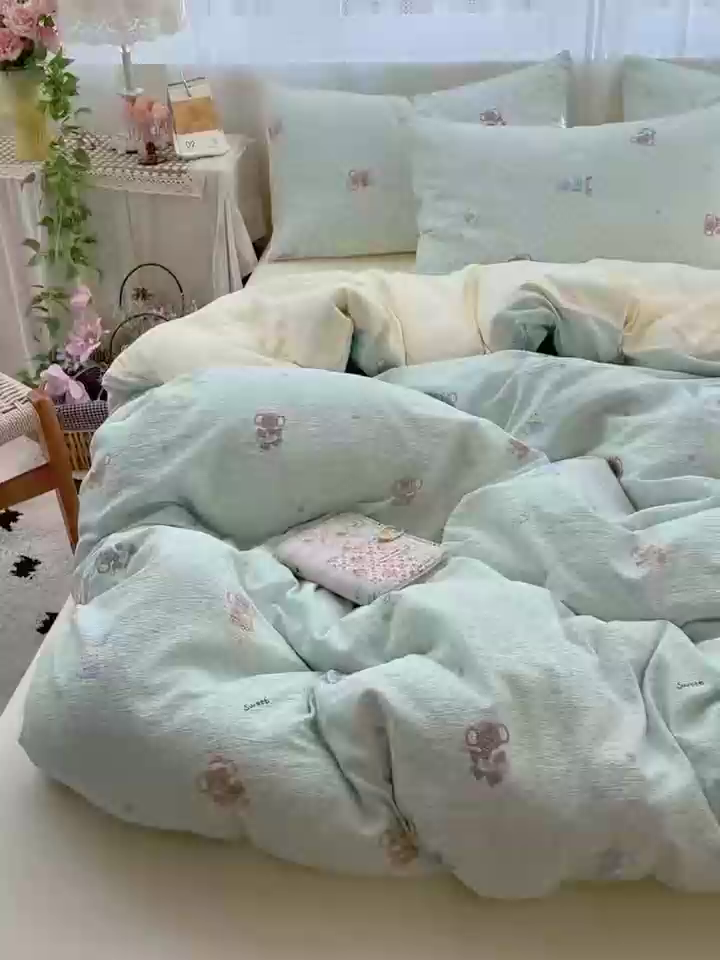 91家纺网 家纺一手货源 找家纺 水木坊 2025新款A云感双层纱四件套-浪漫 浪漫-少女象