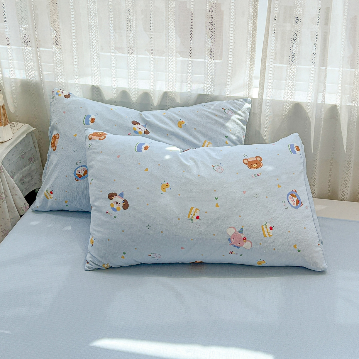 91家纺网 家纺一手货源 找家纺 水木坊 2025新款A云感双层纱四件套-浪漫 浪漫-生日快乐