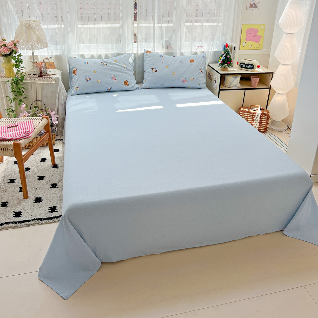 91家纺网 家纺一手货源 找家纺 水木坊 2025新款A云感双层纱四件套-浪漫 浪漫-生日快乐