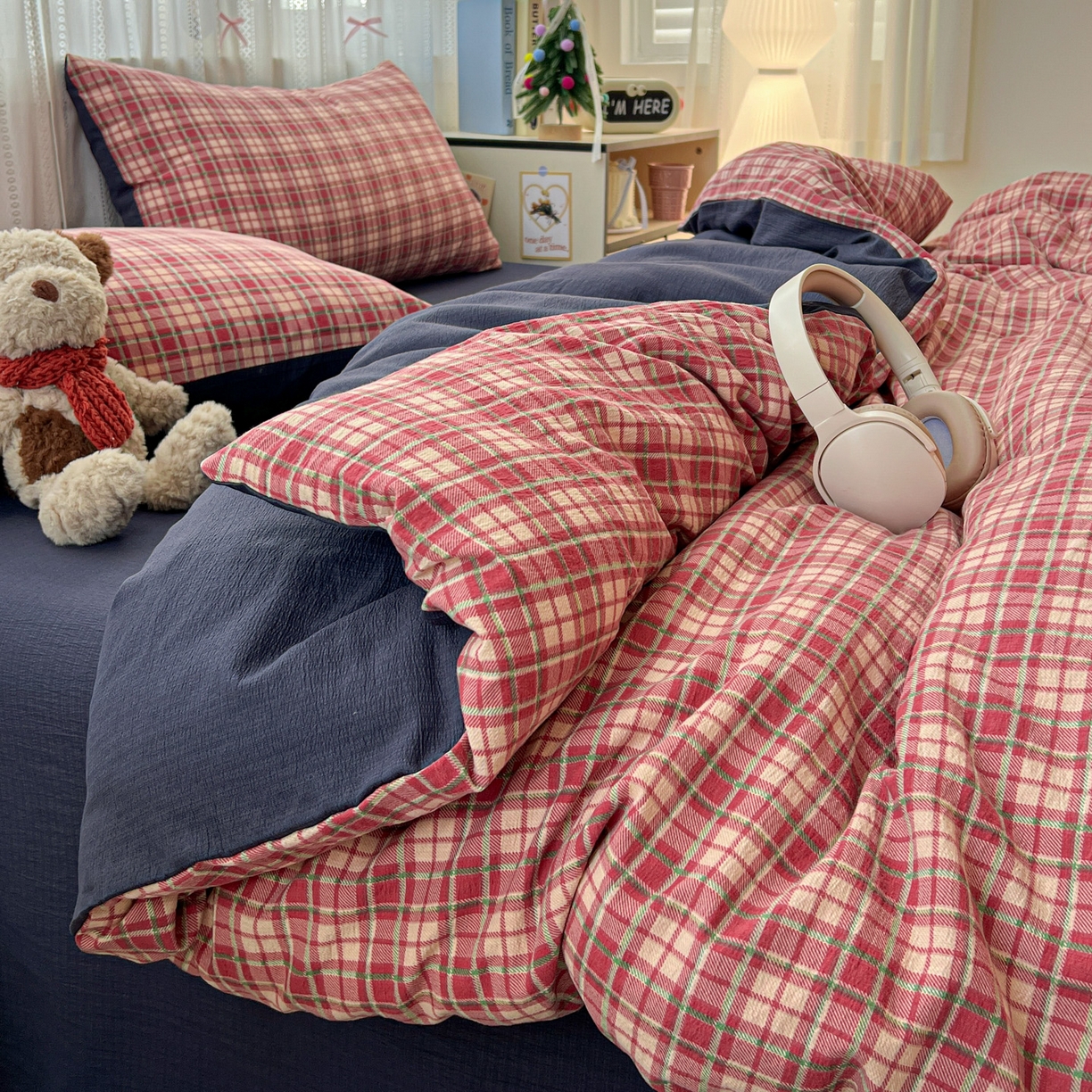 91家纺网 家纺一手货源 找家纺 水木坊 2025新款A云感双层纱四件套-浪漫 浪漫-圣诞