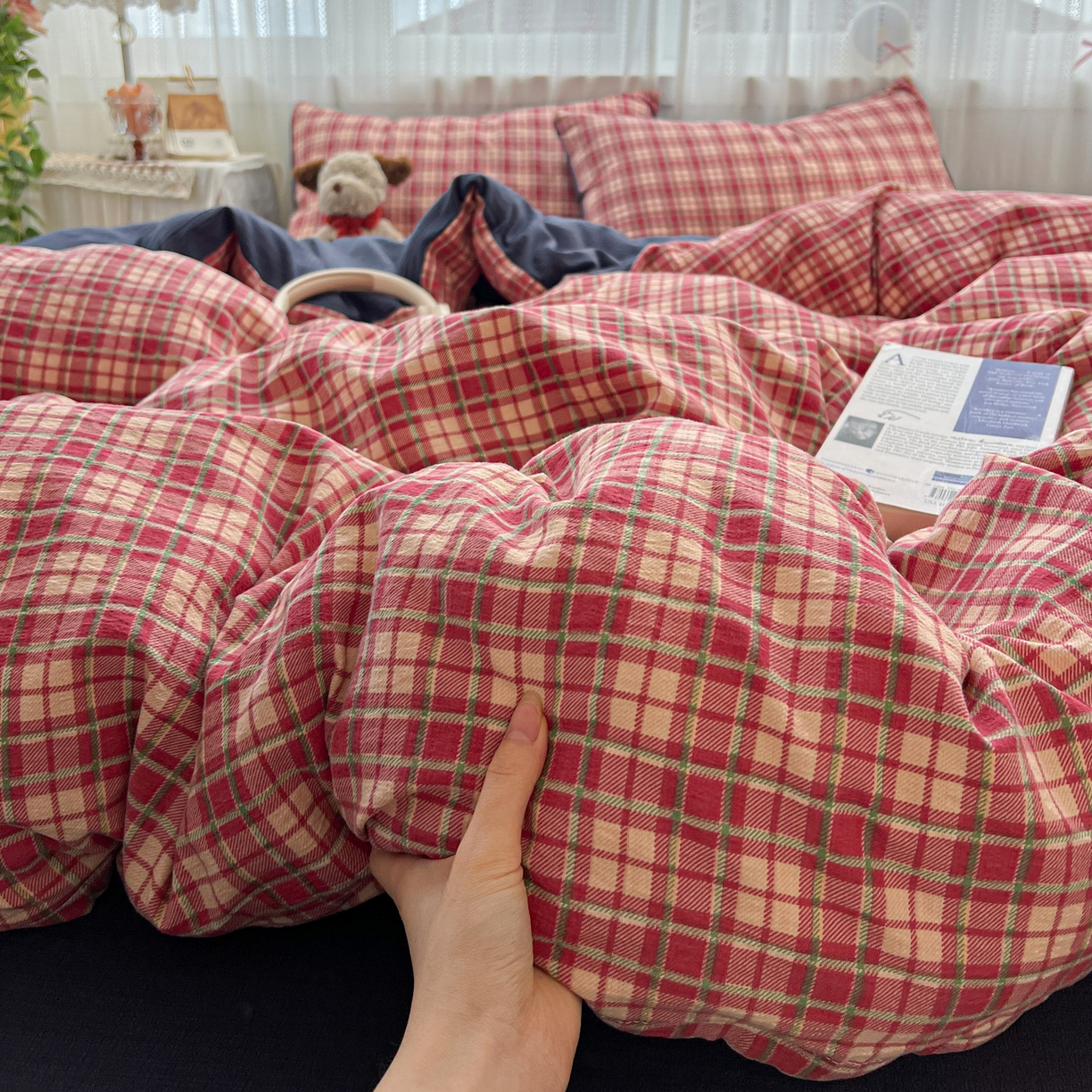 91家纺网 家纺一手货源 找家纺 水木坊 2025新款A云感双层纱四件套-浪漫 浪漫-圣诞