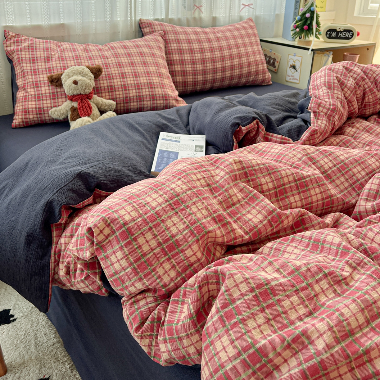 91家纺网 家纺一手货源 找家纺 水木坊 2025新款A云感双层纱四件套-浪漫 浪漫-圣诞