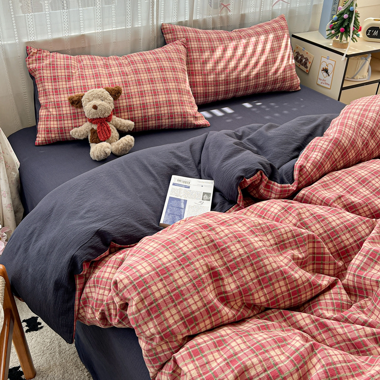 91家纺网 家纺一手货源 找家纺 水木坊 2025新款A云感双层纱四件套-浪漫 浪漫-圣诞