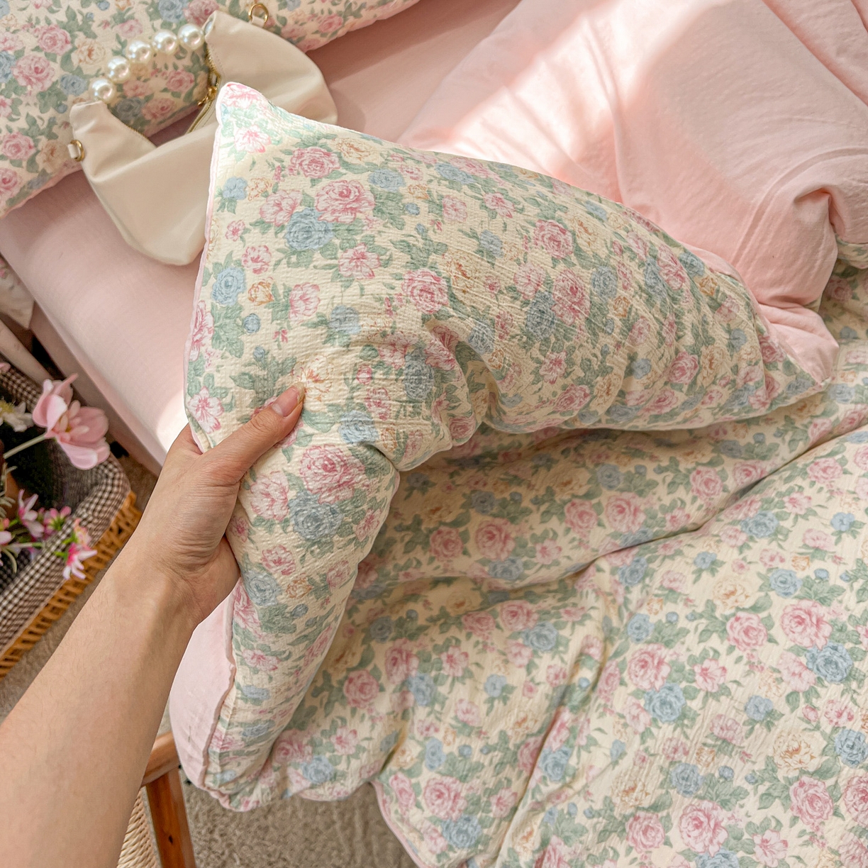 91家纺网 家纺一手货源 找家纺 水木坊 2025新款A云感双层纱四件套-浪漫 浪漫-童话星岛