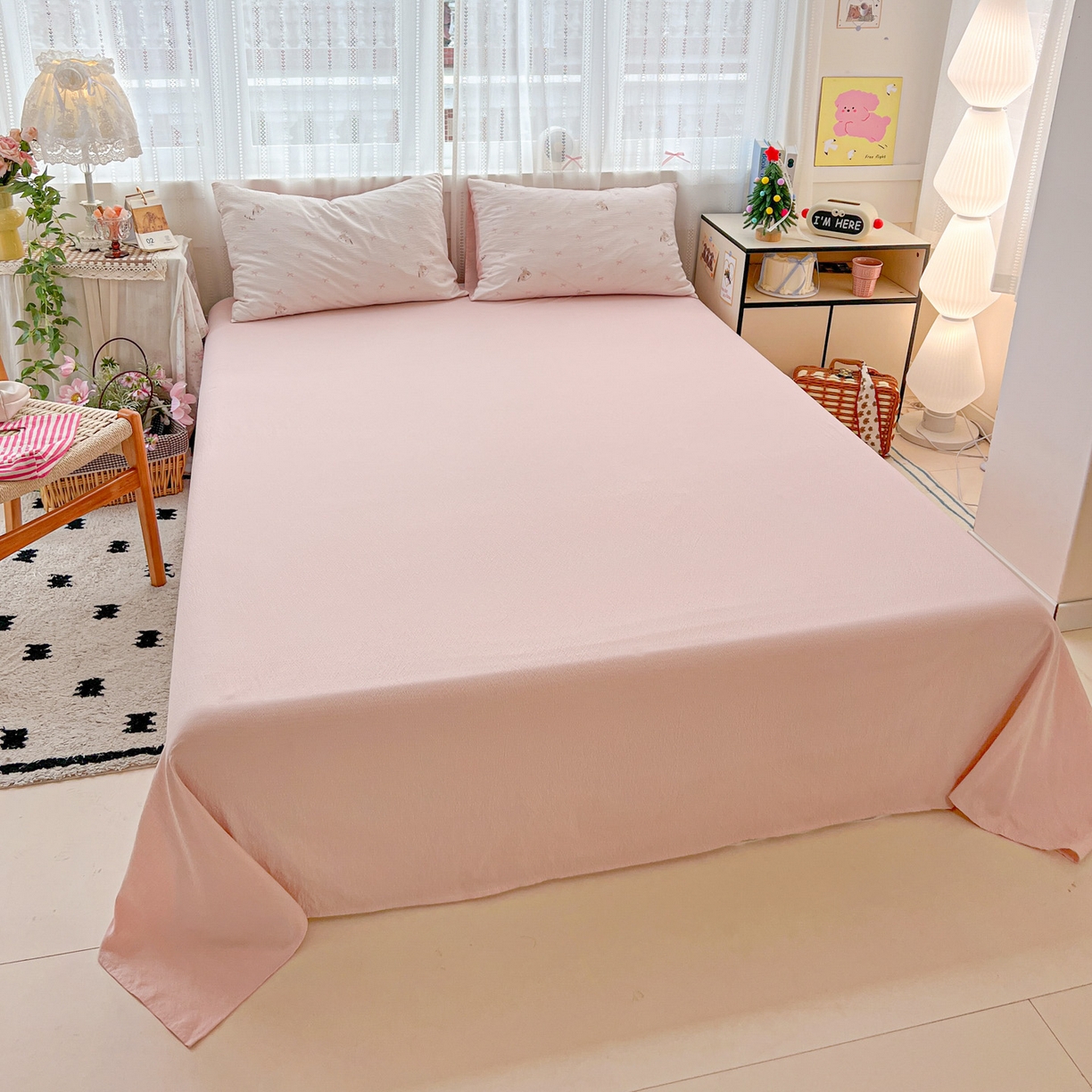 91家纺网 家纺一手货源 找家纺 水木坊 2025新款A云感双层纱四件套-浪漫 浪漫-兔叽叽