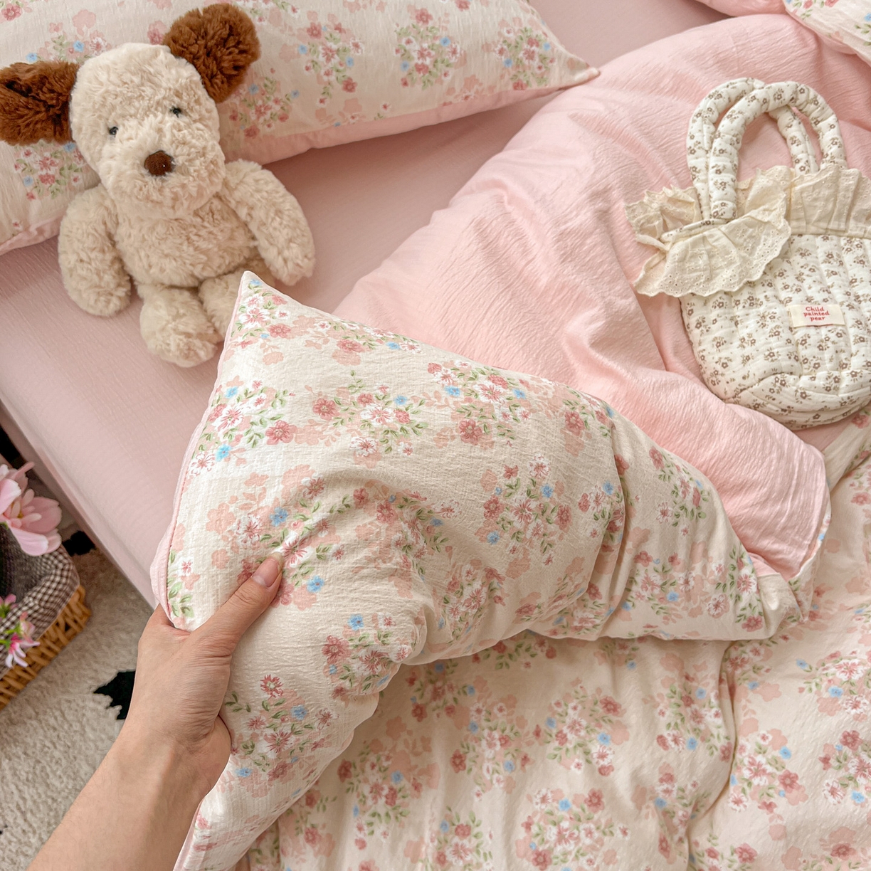 91家纺网 家纺一手货源 找家纺 水木坊 2025新款A云感双层纱四件套-浪漫 浪漫-序曲粉