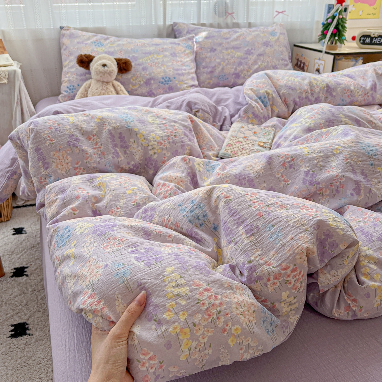 水木坊 2025新款A云感双层纱四件套-浪漫 浪漫-薰衣草