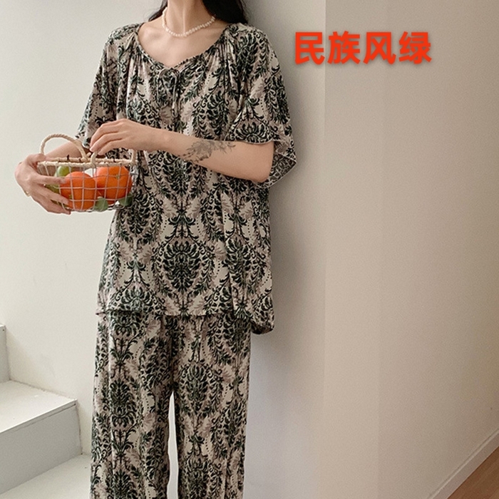 91家纺网 家纺一手货源 找家纺 （总）妍景家居生活馆 2025新款绵绸短袖长裤款