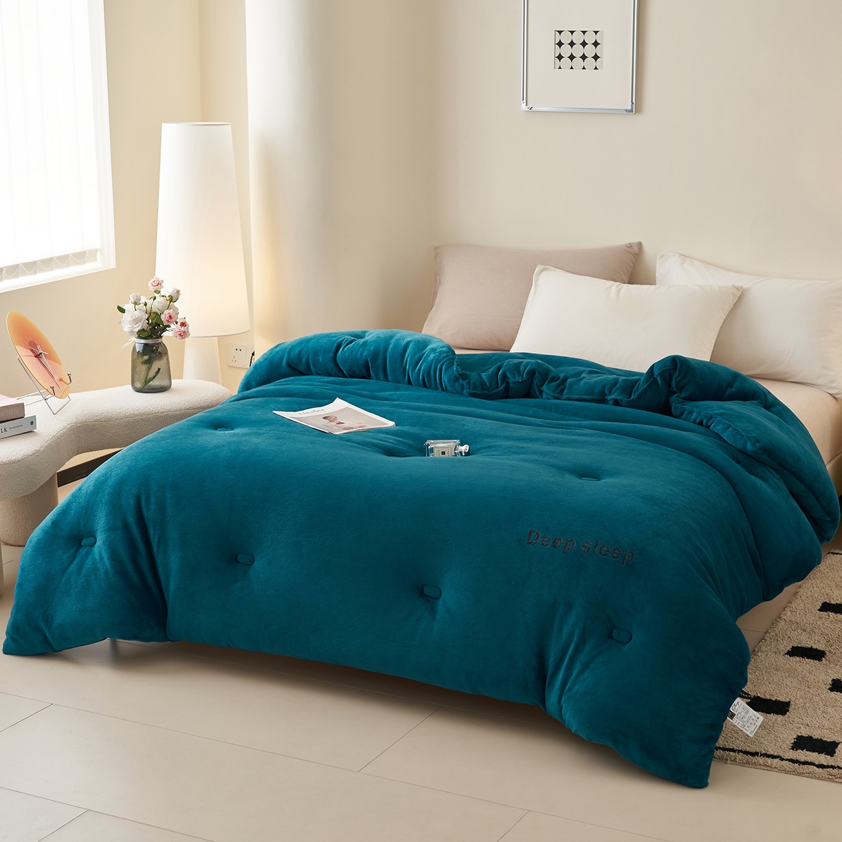 91家纺网 家纺一手货源 找家纺 闲鱼家纺 2025新款某朵同款深睡眠牛奶绒冬被被子被芯 宾利蓝