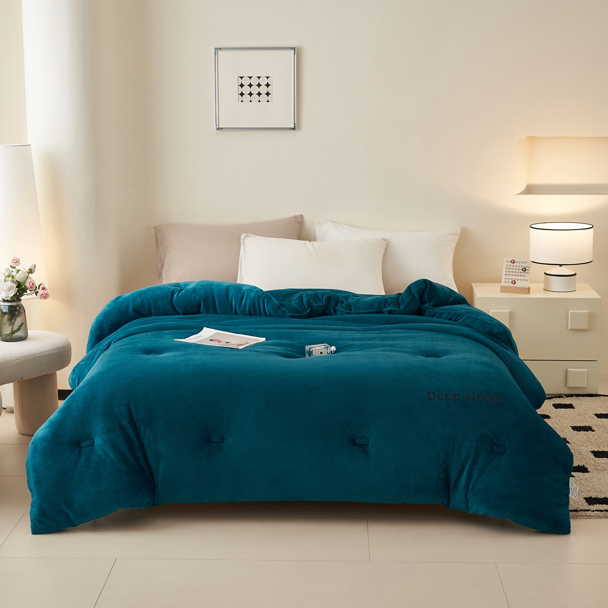 91家纺网 家纺一手货源 找家纺 闲鱼家纺 2025新款某朵同款深睡眠牛奶绒冬被被子被芯 宾利蓝