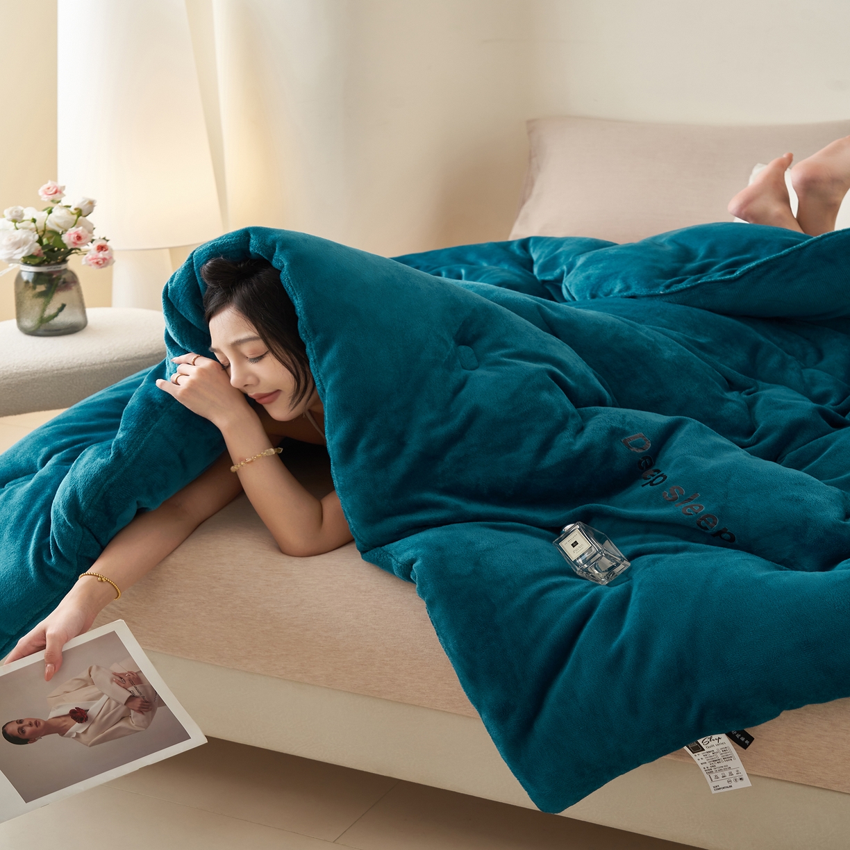 91家纺网 家纺一手货源 找家纺 闲鱼家纺 2025新款某朵同款深睡眠牛奶绒冬被被子被芯 宾利蓝