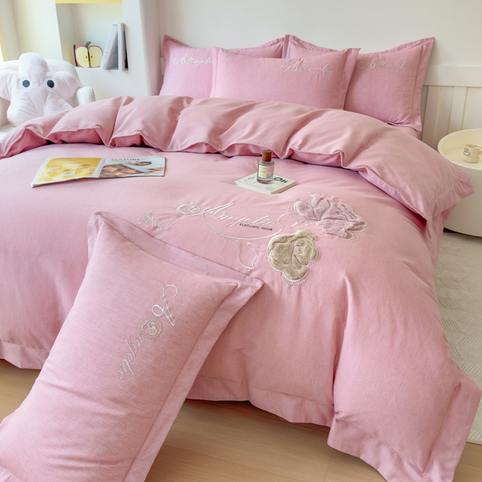 91家纺网 家纺一手货源 找家纺 （总）江南春家纺 [雅—轻绒]2025全棉高支高密立体刺绣生态磨毛加绒四件套