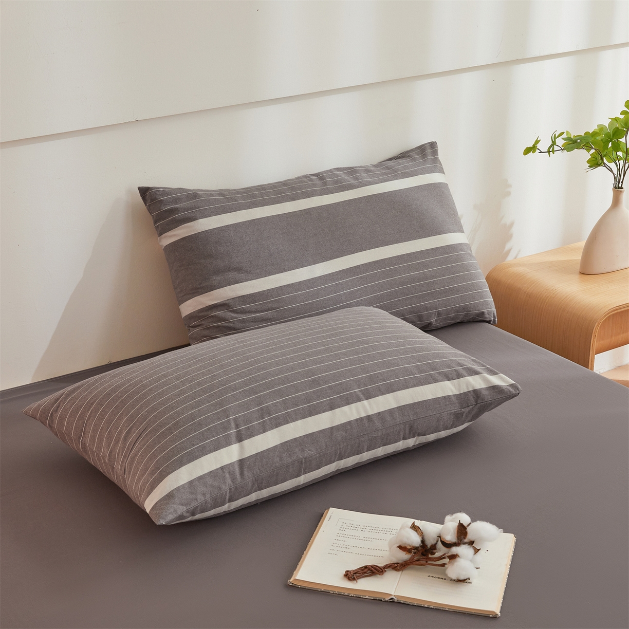 91家纺网 家纺一手货源 找家纺 晓时候 2025新款A类水洗棉可拆洗新疆棉花被冬被春秋被夏被四季被子被芯 灰细条