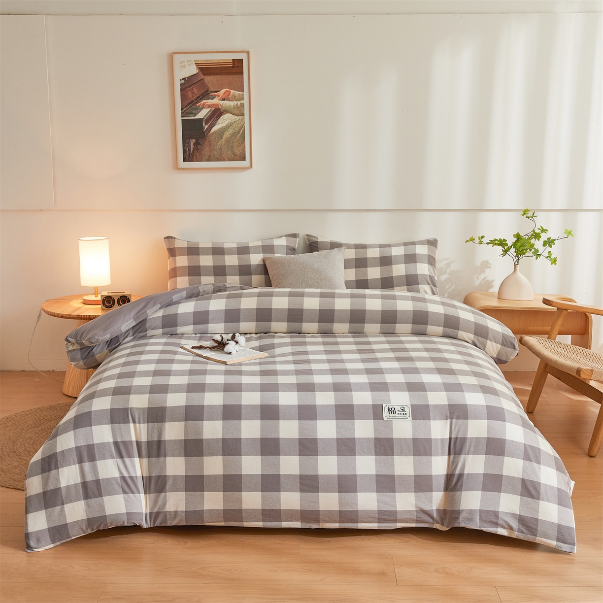 91家纺网 家纺一手货源 找家纺 晓时候 2025新款A类水洗棉可拆洗新疆棉花被冬被春秋被夏被四季被子被芯 灰中格