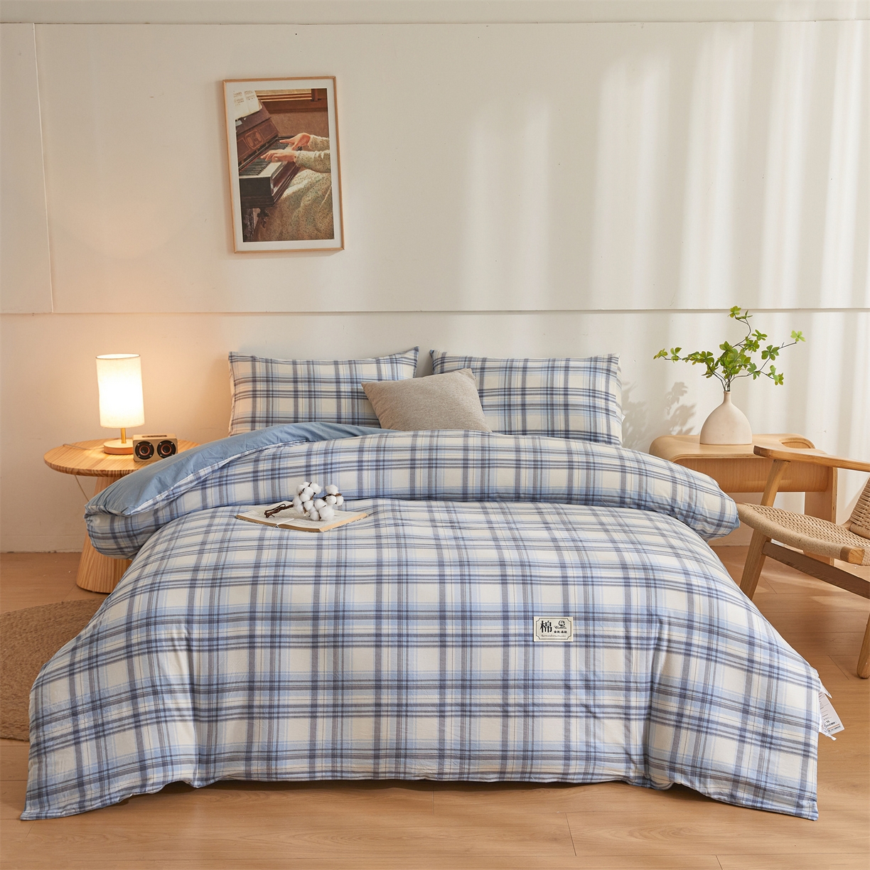 91家纺网 家纺一手货源 找家纺 晓时候 2025新款A类水洗棉可拆洗新疆棉花被冬被春秋被夏被四季被子被芯 霍格蓝