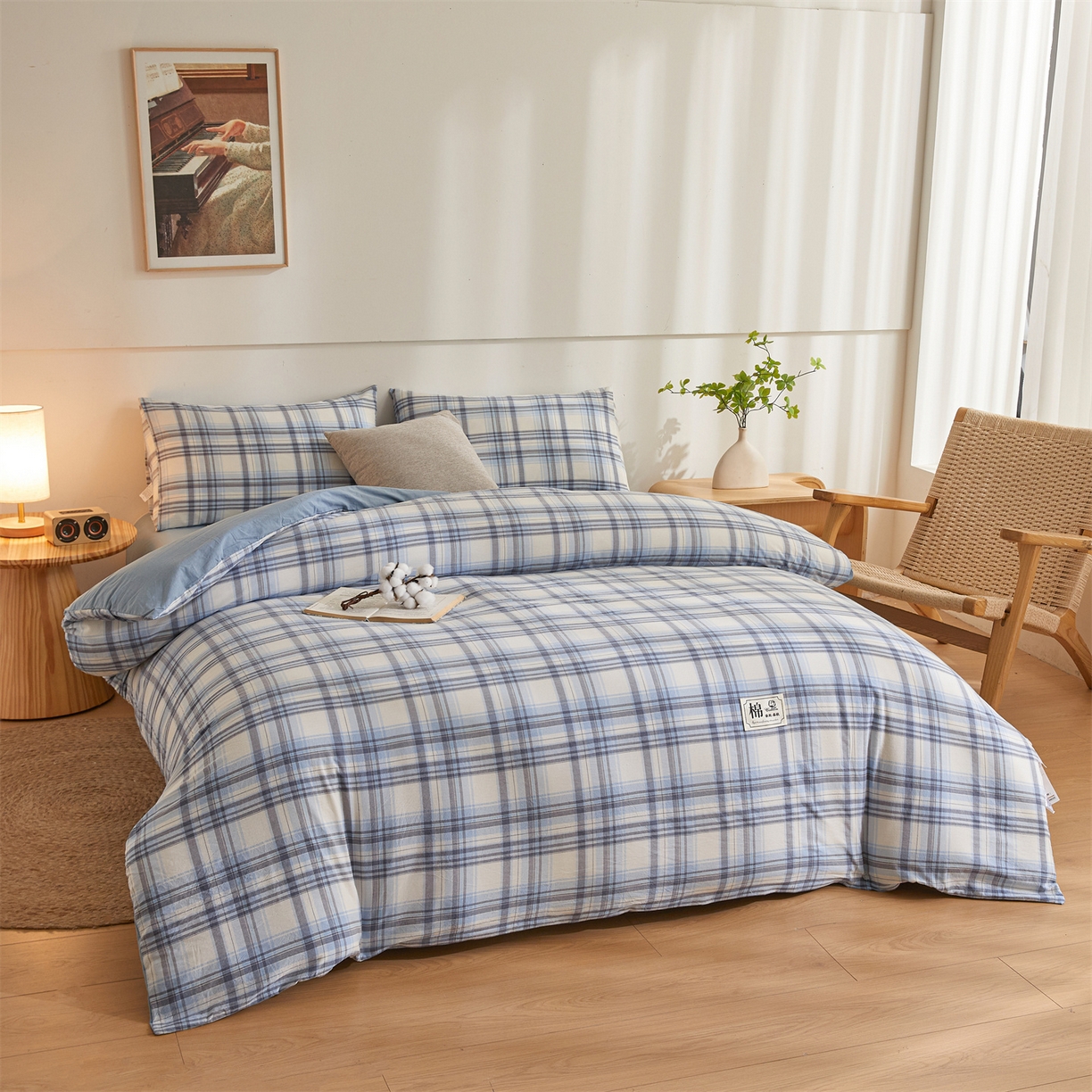 91家纺网 家纺一手货源 找家纺 晓时候 2025新款A类水洗棉可拆洗新疆棉花被冬被春秋被夏被四季被子被芯 霍格蓝