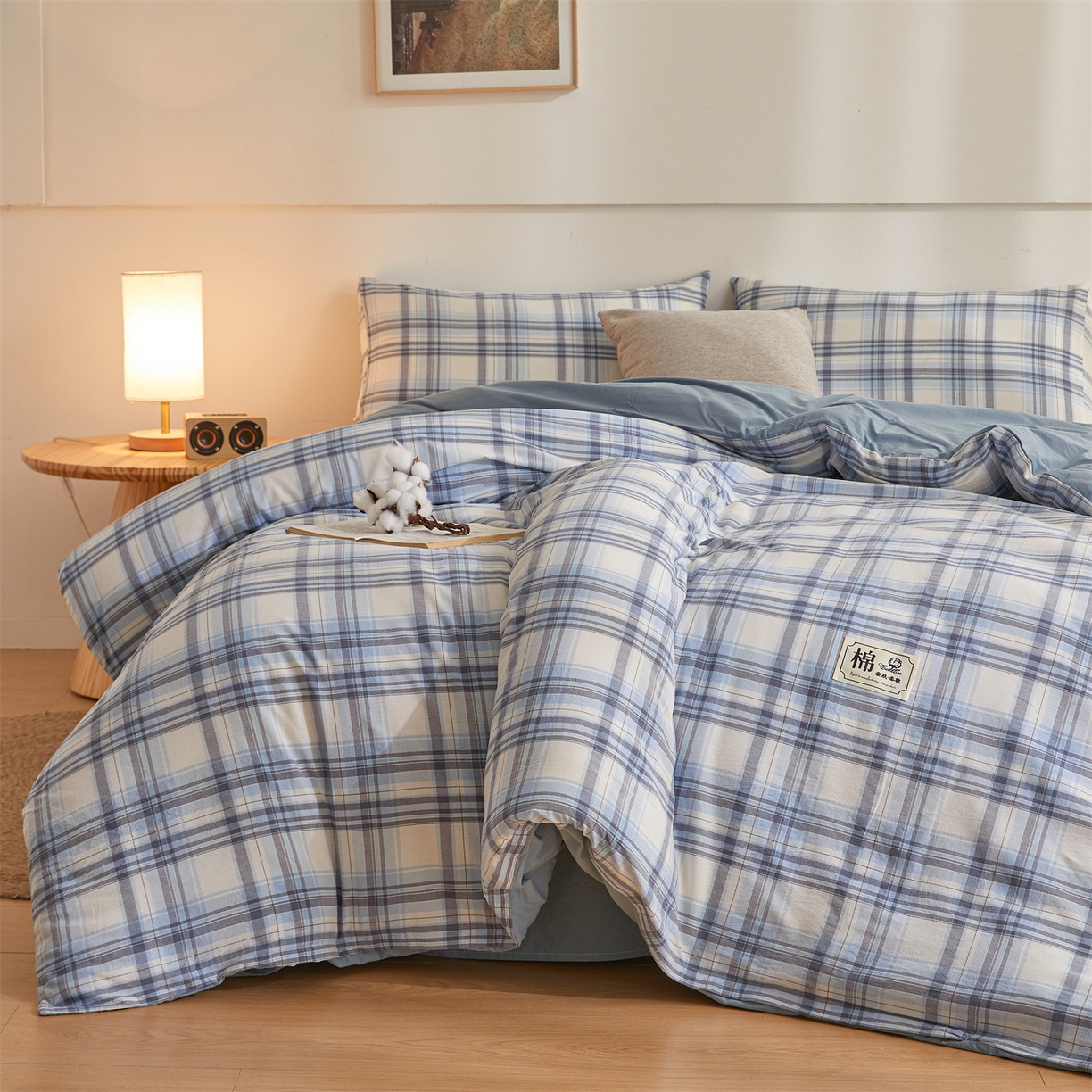 91家纺网 家纺一手货源 找家纺 晓时候 2025新款A类水洗棉可拆洗新疆棉花被冬被春秋被夏被四季被子被芯 霍格蓝