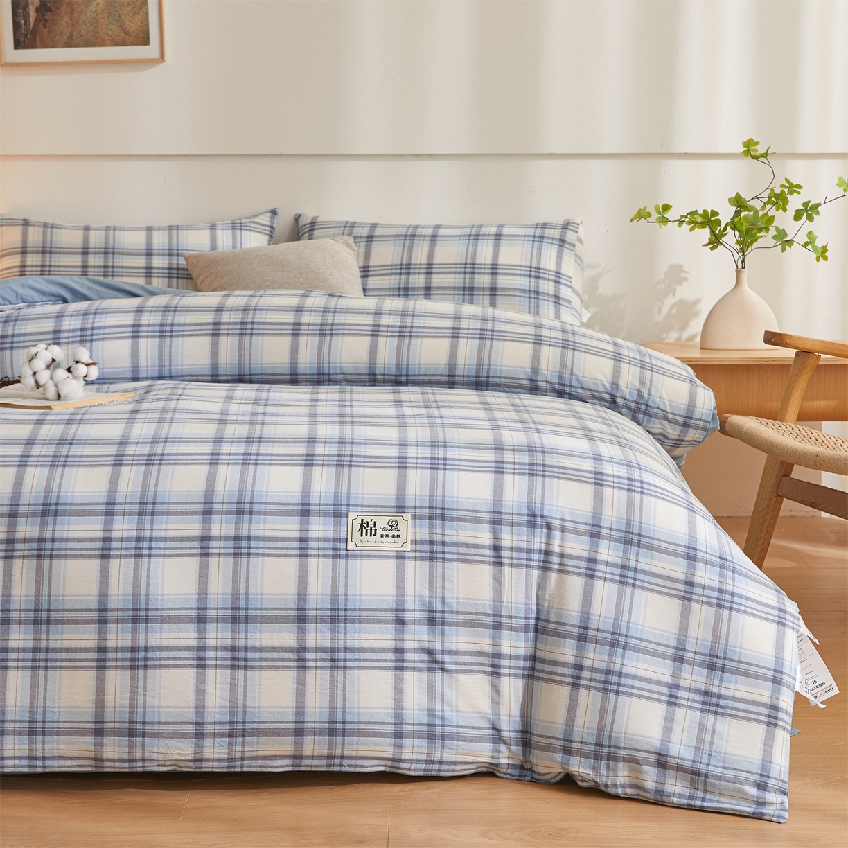 91家纺网 家纺一手货源 找家纺 晓时候 2025新款A类水洗棉可拆洗新疆棉花被冬被春秋被夏被四季被子被芯 霍格蓝