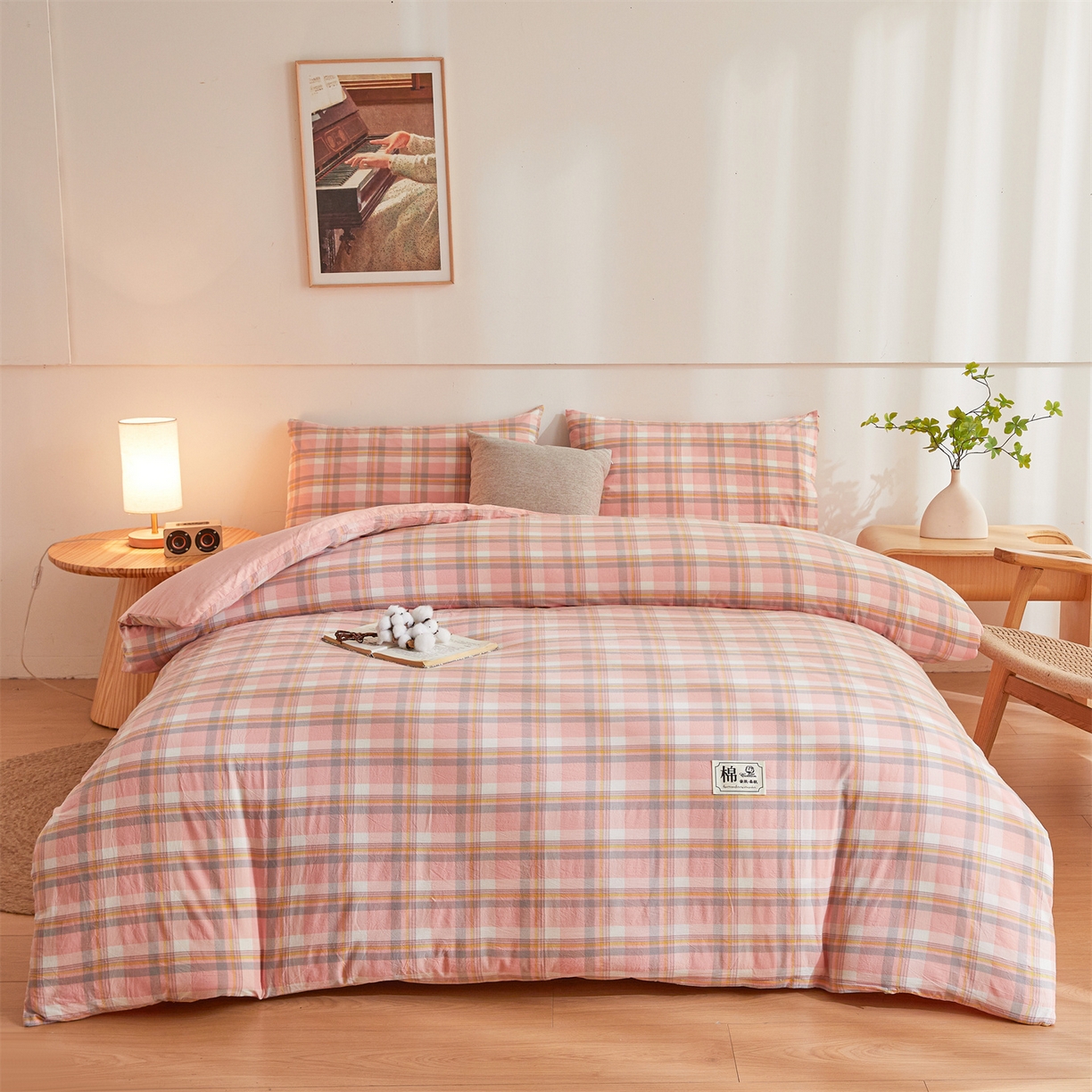 91家纺网 家纺一手货源 找家纺 晓时候 2025新款A类水洗棉可拆洗新疆棉花被冬被春秋被夏被四季被子被芯 简兮粉