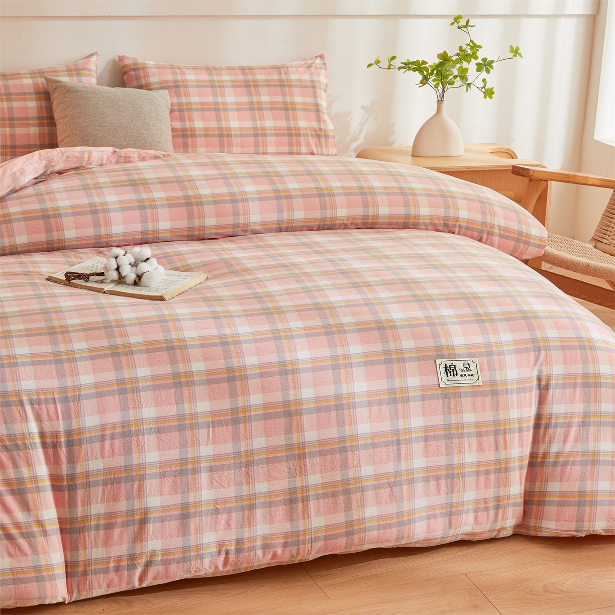 91家纺网 家纺一手货源 找家纺 晓时候 2025新款A类水洗棉可拆洗新疆棉花被冬被春秋被夏被四季被子被芯 简兮粉