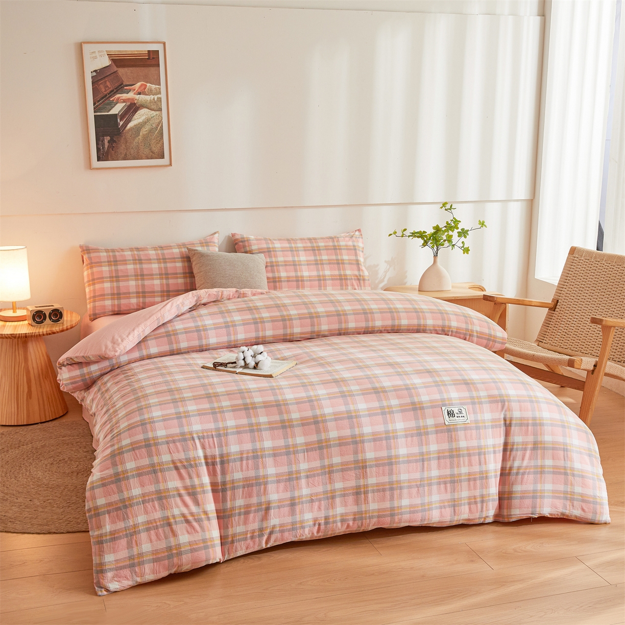 91家纺网 家纺一手货源 找家纺 晓时候 2025新款A类水洗棉可拆洗新疆棉花被冬被春秋被夏被四季被子被芯 简兮粉