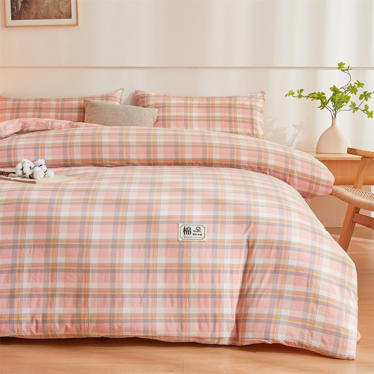 91家纺网 家纺一手货源 找家纺 晓时候 2025新款A类水洗棉可拆洗新疆棉花被冬被春秋被夏被四季被子被芯 简兮粉