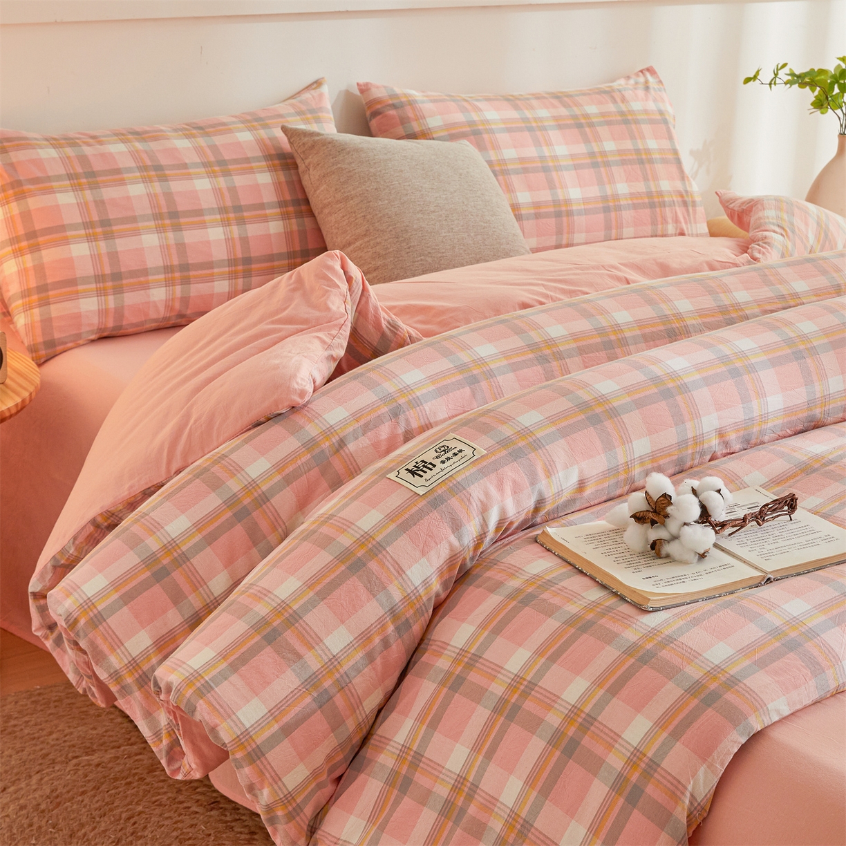 91家纺网 家纺一手货源 找家纺 晓时候 2025新款A类水洗棉可拆洗新疆棉花被冬被春秋被夏被四季被子被芯 简兮粉