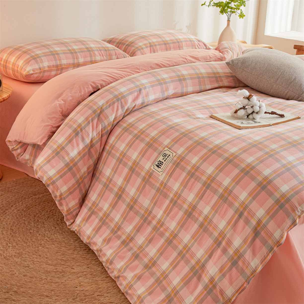 91家纺网 家纺一手货源 找家纺 晓时候 2025新款A类水洗棉可拆洗新疆棉花被冬被春秋被夏被四季被子被芯 简兮粉