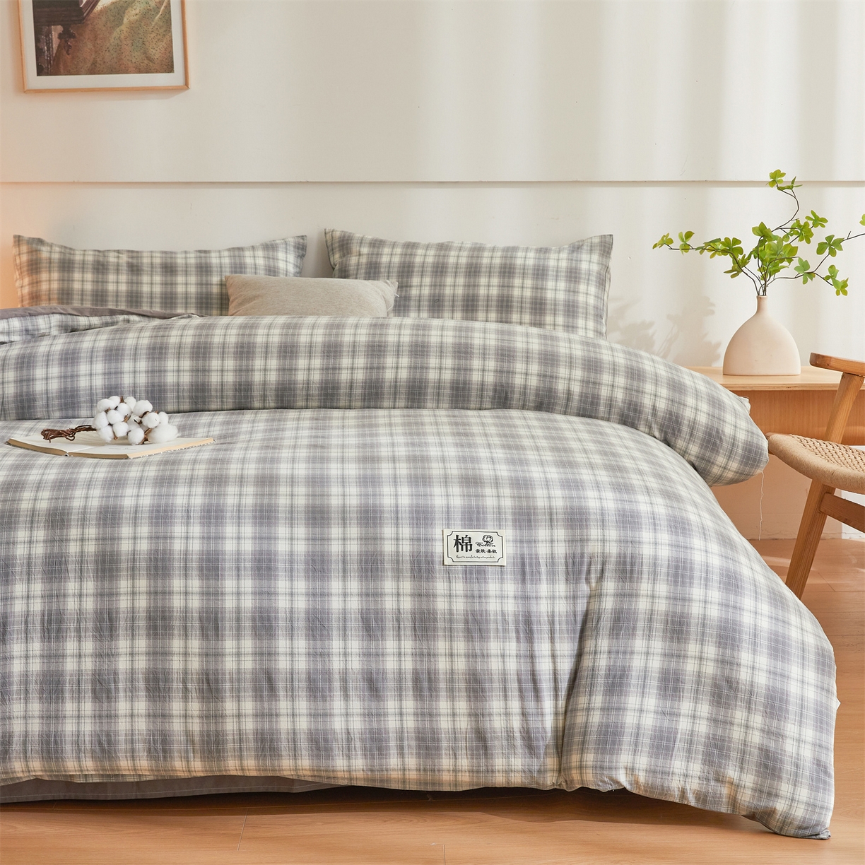 91家纺网 家纺一手货源 找家纺 晓时候 2025新款A类水洗棉可拆洗新疆棉花被冬被春秋被夏被四季被子被芯 简兮灰