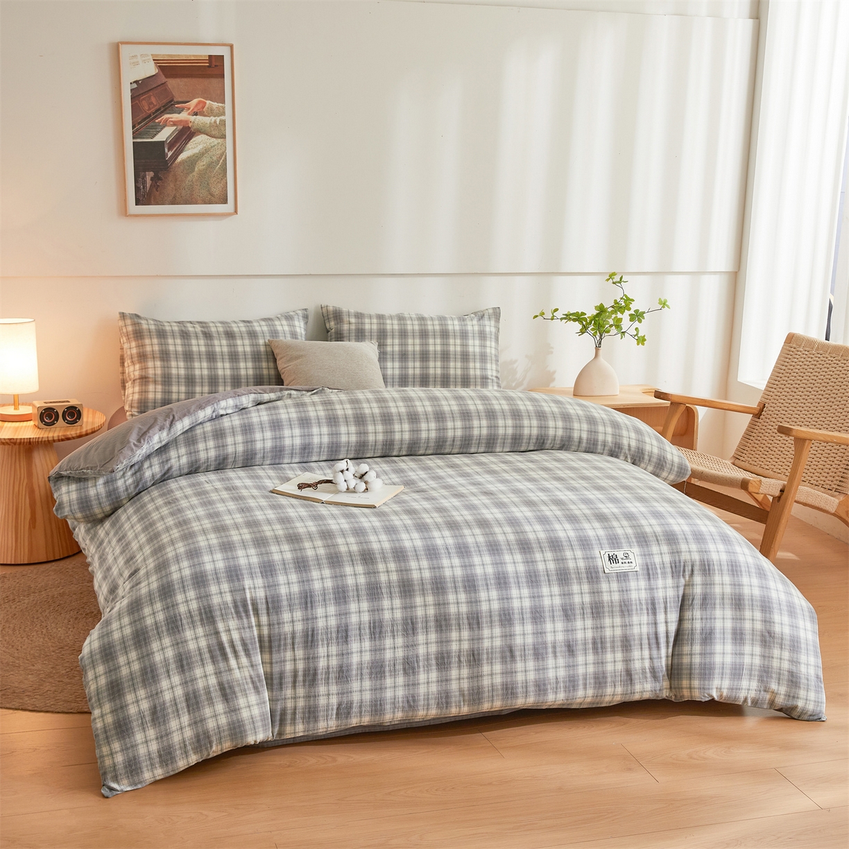 91家纺网 家纺一手货源 找家纺 晓时候 2025新款A类水洗棉可拆洗新疆棉花被冬被春秋被夏被四季被子被芯 简兮灰