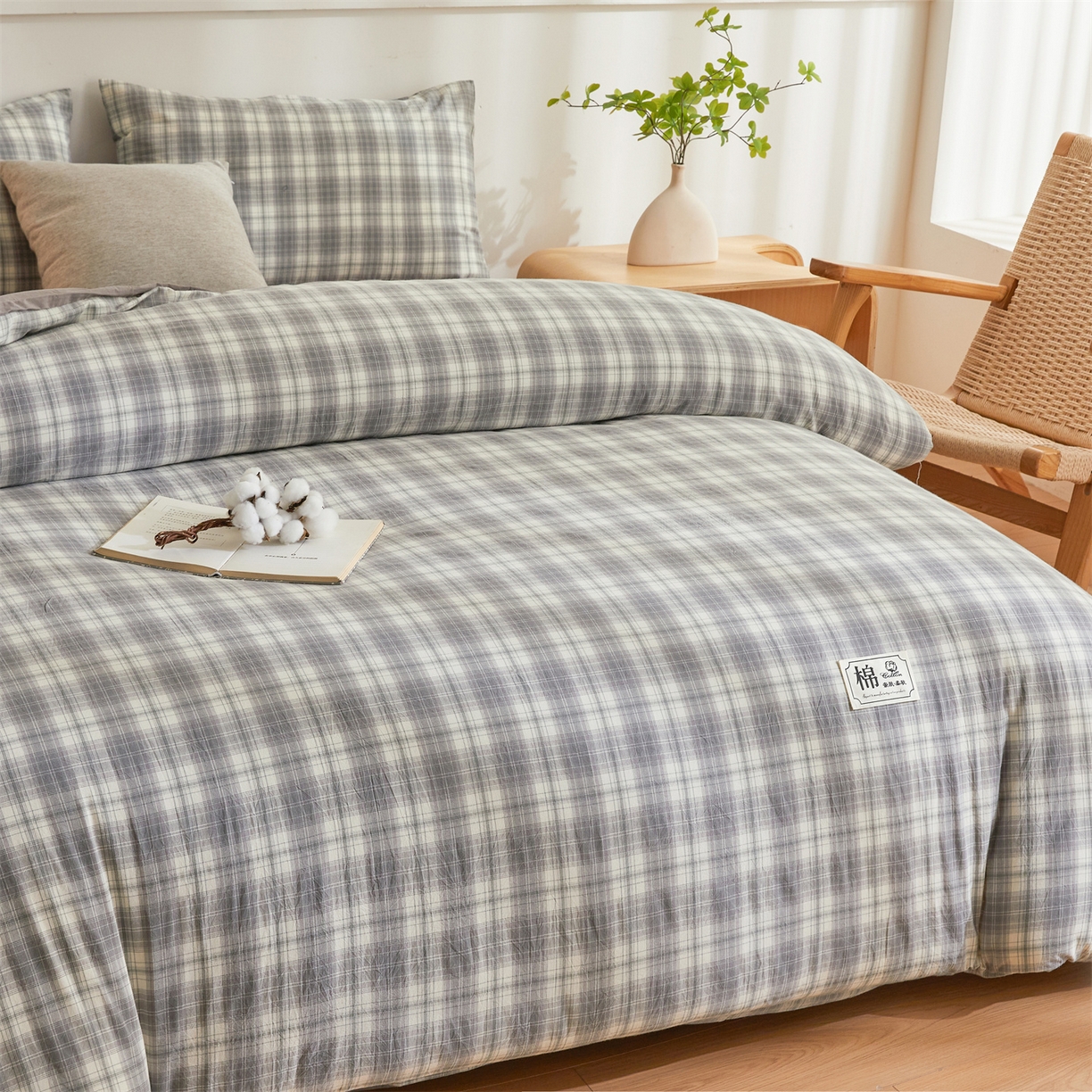 91家纺网 家纺一手货源 找家纺 晓时候 2025新款A类水洗棉可拆洗新疆棉花被冬被春秋被夏被四季被子被芯 简兮灰