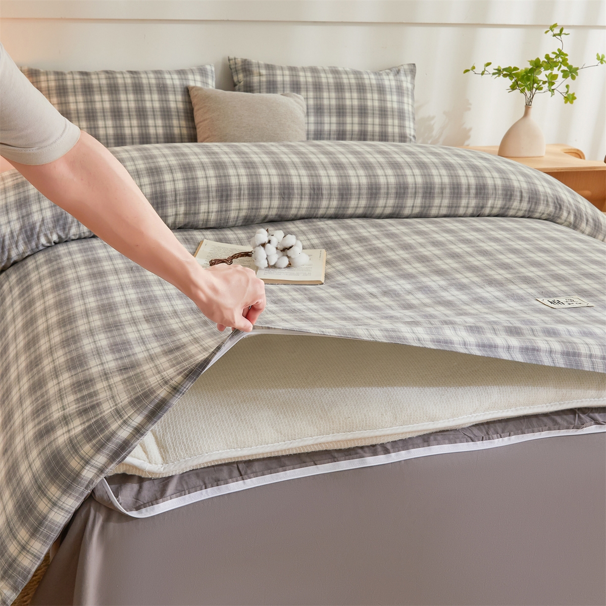 91家纺网 家纺一手货源 找家纺 晓时候 2025新款A类水洗棉可拆洗新疆棉花被冬被春秋被夏被四季被子被芯 简兮灰