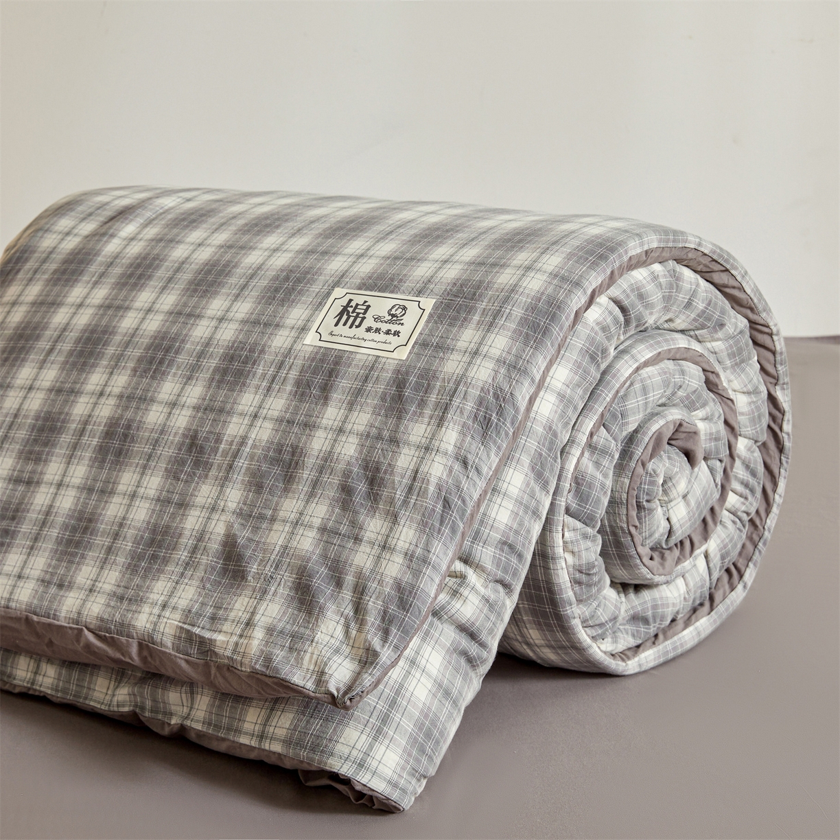 91家纺网 家纺一手货源 找家纺 晓时候 2025新款A类水洗棉可拆洗新疆棉花被冬被春秋被夏被四季被子被芯 简兮灰