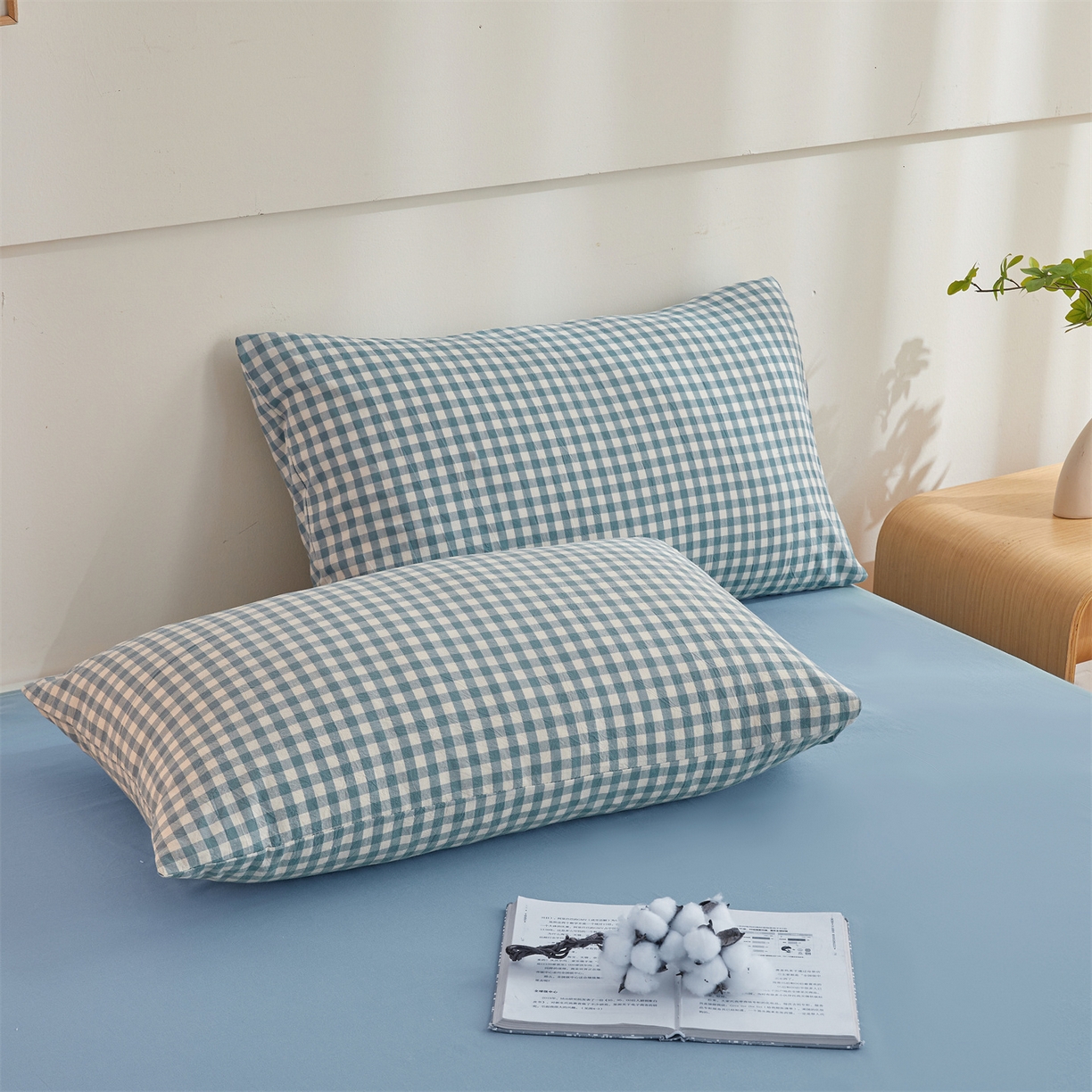 91家纺网 家纺一手货源 找家纺 晓时候 2025新款A类水洗棉可拆洗新疆棉花被冬被春秋被夏被四季被子被芯 蓝小格