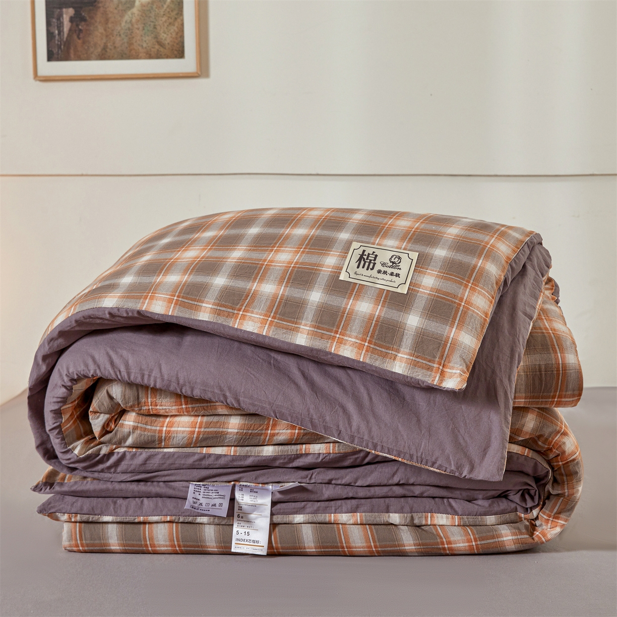 91家纺网 家纺一手货源 找家纺 晓时候 2025新款A类水洗棉可拆洗新疆棉花被冬被春秋被夏被四季被子被芯 洛卡灰