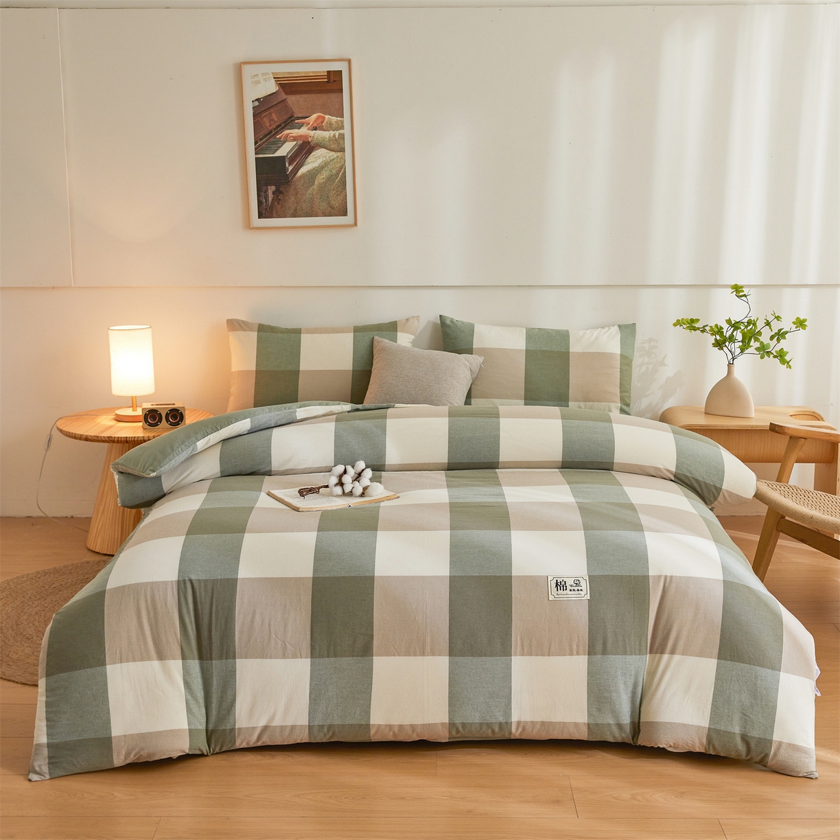 91家纺网 家纺一手货源 找家纺 晓时候 2025新款A类水洗棉可拆洗新疆棉花被冬被春秋被夏被四季被子被芯 绿大格