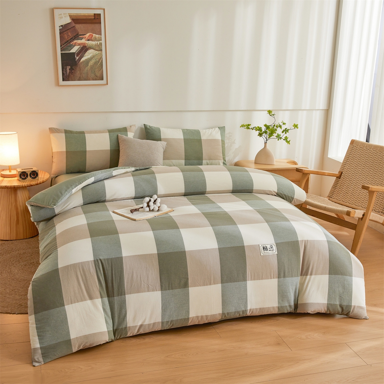 91家纺网 家纺一手货源 找家纺 晓时候 2025新款A类水洗棉可拆洗新疆棉花被冬被春秋被夏被四季被子被芯 绿大格