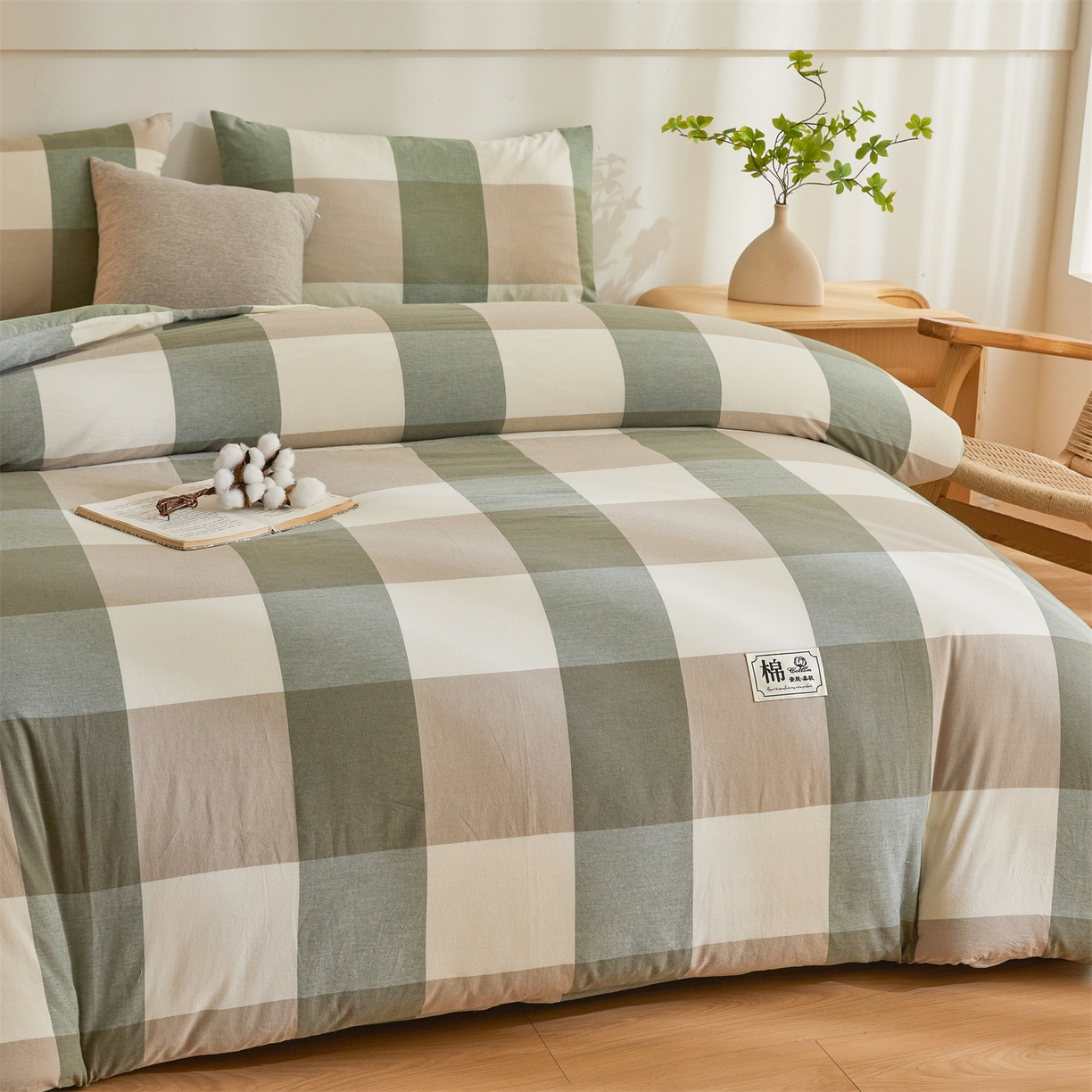 91家纺网 家纺一手货源 找家纺 晓时候 2025新款A类水洗棉可拆洗新疆棉花被冬被春秋被夏被四季被子被芯 绿大格